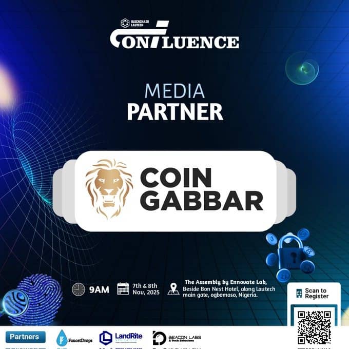 TaikenGraphics's tweet photo. 🚀 Exciting Partnership Alert!

We’re thrilled to announce that CoinGabbar is an official Media Partner for Confluence 2025 by Blockchain Lautech! 🎉

📅 Date: 7th & 8th November 2025
📍 Location: The Assembly by Ennovate Lab, Ogbomoso, Nigeria

Join the brightest minds in blockchain innovation and Web3 technology. Don’t miss this global convergence of ideas and opportunities!

👉 Visit here: https://t.co/dZH0vx0VrB
👉 Register now: https://t.co/biwTTDIF32

@BlockchainLAUT1
#Confluence2025 #BlockchainEvent #CryptoConference #CoinGabbar  #NigeriaTech #CryptoCommunity #BlockchainLautech
