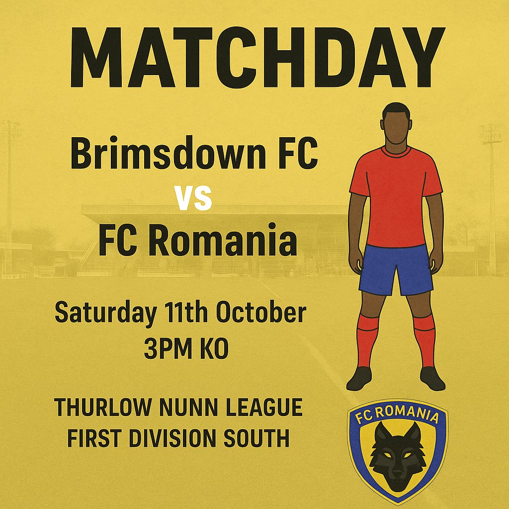 FCRomania's tweet image. 🐺 MATCHDAY 🐺

The Wolves are back in action this afternoon in the @ThurlowNunnL First Division South!

🆚 Brimsdown FC
🗓 Saturday 11th October
🕒 3PM KO
📍 Away

FC Romania will be looking for another strong performance on the road.

#FCRomania #TheWolves #TNLSouth #NonLeague