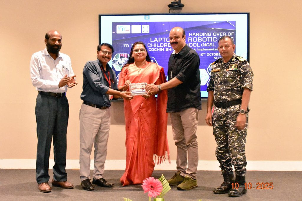 IN_NCSKochi's tweet image. Empowering tomorrow’s innovators!💫 @KITE_Kerala, in association with @CochinShipyard, handed over 11 laptops💻 and 82 robotics 🤖 kits to students of NCS Kochi, strengthening their skills in AI, Robotics, and Coding for a brighter future✨ #STEAMEducation #FutureReady #NCSKochi