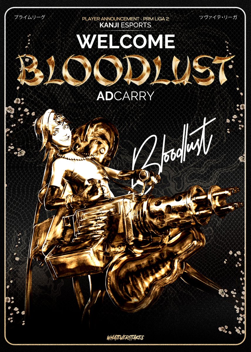 Heute gibt es gleich zwei Player Announcements!

Den Anfang macht unser blutdurstiger neuer ADC auf der unteren Linie des Main Teams! 👀

Nehmt euch in Acht – Herzlich Willkommen bei Kanji Esports, <a href="/RE_Bloodlust/">Bloodlust</a>!👹

#whateverIttakes
