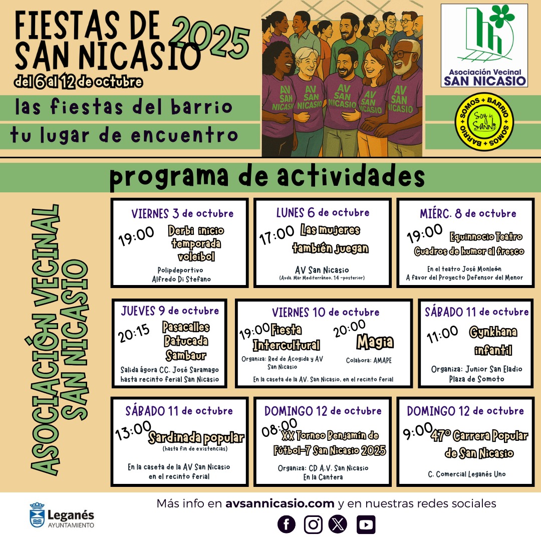 #FiestasDeSanni2025

Hoy a las 11.00 en la Plaza Somoto estaremos con la Gymcana "CONOCE NUESTRO BARRIO" con la colaboración de Churrería Afrika y MAPFRE que nos traerán churros con chocolate y fruta.
Organizado conjuntamente con Junior San Eladio.

#HaciendoBarrio

Mas info👇👇