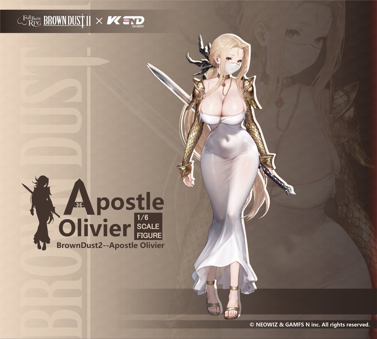 Project Reveal

From Brown Dust 2,the “Apostle Olivier”
is confirmed to be released as a 1/6 scale figure!

Her composed strength and overwhelming presence
are perfectly captured through VKEND’s exquisite craftsmanship.

Look forward to her divine arrival~ 💐
#BrownDust2 #Olivier