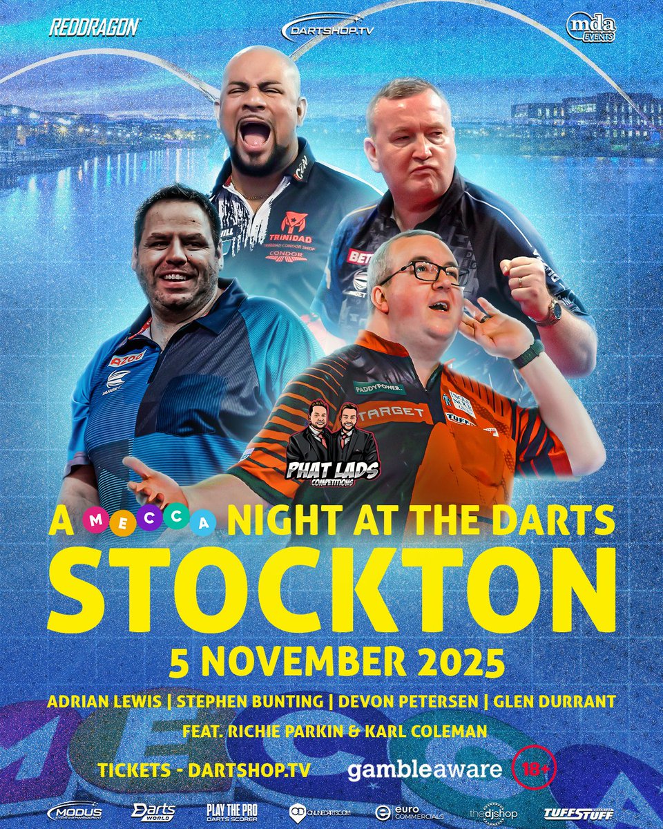 ModusDarts180's tweet image. 🎯NOVEMBER&apos;S MECCA NIGHTS AT THE DARTS!

Join us at several Mecca venues around the country in November, where some top nights of tungsten await!

STOCKTON - 5th November

dartshop.tv/products/a-mec…

EXETER - 19th November

dartshop.tv/products/a-mec…

BIRKENHEAD - 26th November…