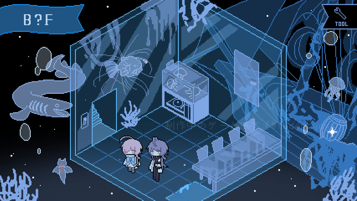 tedopoyoyo's tweet photo. ほんのりBLゲーム
　『 #深窓の病 』を制作中です🩵
◇──────────◇
🫧夢の世界へ迷い込んでしまった”夜夜（やよ）”と”ヒワナ”
　　　夢の終わりを探すため、深淵を目指す探索型ADV

🫧不穏要素あり・来年公開予定！
◇──────────◇
#スーパーゲ制デー #ティラノビルダー https://t.co/CpuPuIG1iv