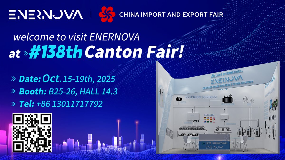 ener_nova's tweet photo. Four days left!
Enernova will provide you with one-stop solar solutions at the Canton Fair.
📍 Booth No.: B25-26, Hall 14.3
WhatsApp/Phone: +8613011717792 | Email: sales@enernova.cn
#Cantonfair #CantonFair2025 #enernova #SolarSolutions #solarenergysystem #ess #EnergyStorage https://t.co/8lgIK2MWGH