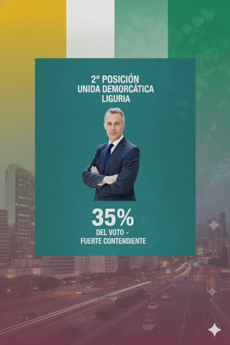 RLiburia's tweet photo. El candidato de la coalición UNIDA DEMOCRÁTICA LIGURIA tiene el siguiente porcentaje de voto:
​Posición: 2ª Posición
​Porcentaje de voto: 35%
​Descripción: FUERTE CONTENDIENTE
​Si el candidato llamado Darío Martínez es el que representa a la coalición "UNIDA DEMOCRÁTICA LIGURIA", https://t.co/jEkBSY4DxB