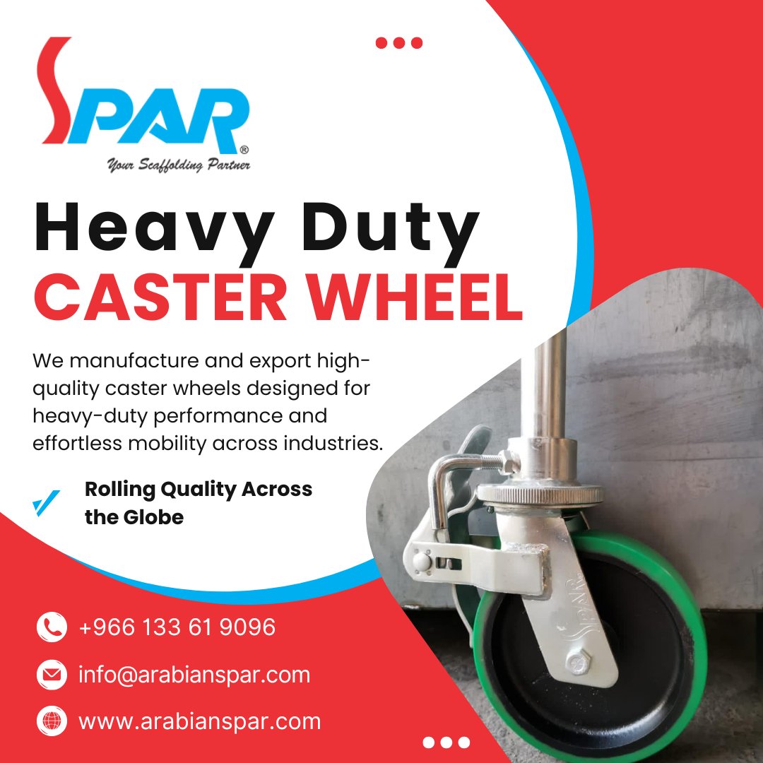ArabainSpar's tweet image. We manufacture and export high-quality caster wheels designed for heavy-duty performance and effortless mobility across industries.
☎ +966 (13) 3619096
📧 info@arabianspar.com
🌐 arabianspar.com
#SparSteel #casterwheel #IndustrialSolutions #scaffolding