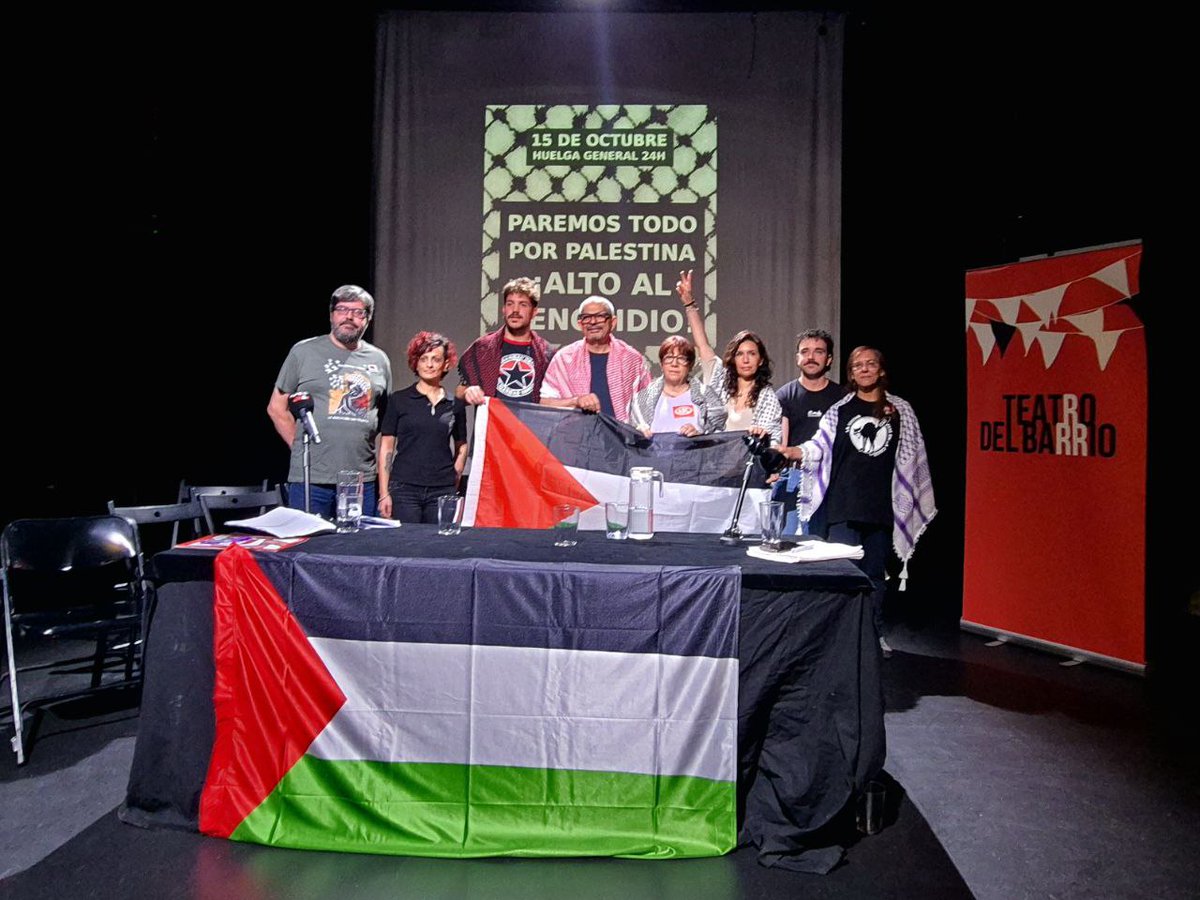 Huelga General 15O Palestina |
🔴Ya podéis ver la rueda de prensa de los sindicatos y organizaciones convocantes para el #15OctHuelgaGeneral
Como siempre, mil gracias al <a href="/teatrobarrio/">Teatro del Barrio</a> por el cuidado y el espacio
📽️youtu.be/yUg7WbmFLTA
