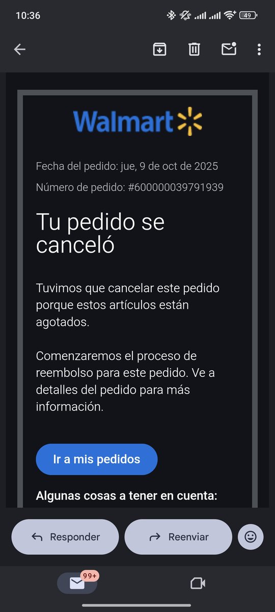 myoldbones's tweet photo. @Profeco ojo aquí, Walmart me canceló mi pedido una hora antes de recogerlo en tienda porque según ya no había, pero si me dejó hacer la compra sin problema y pagarlo desde un día antes https://t.co/slcx8KKQ7s