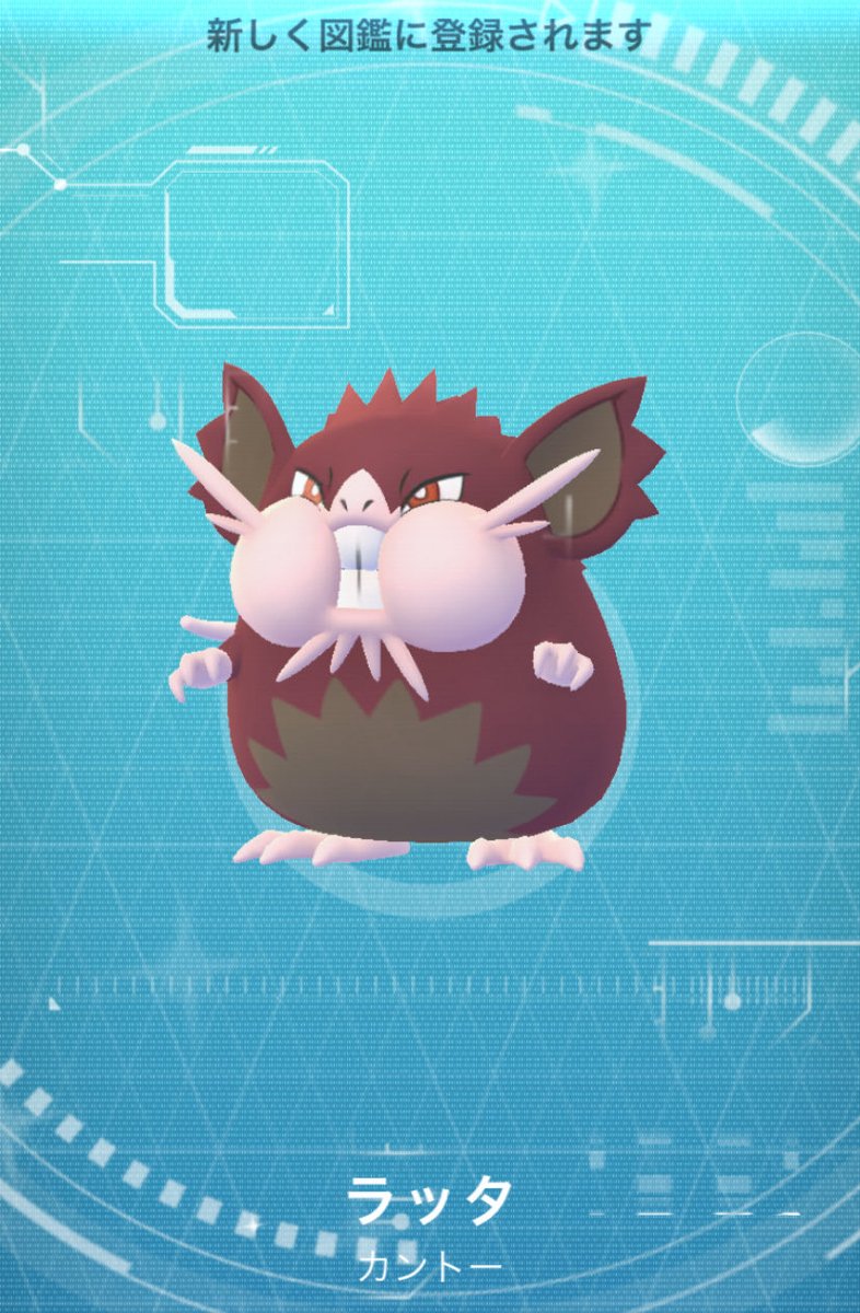 今日の図鑑登録色違い
たくさん捕獲してたのにコラッタの色違い初ゲット👍
#ポケモンGO