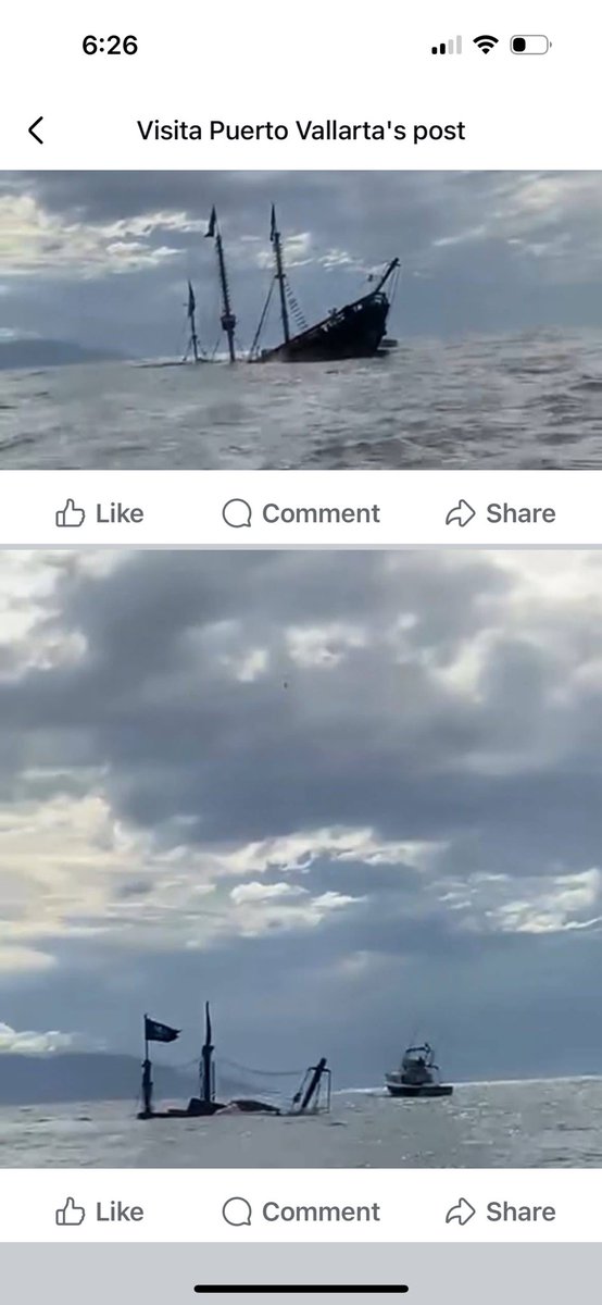 Sad day for all my friends in #PuertoVallarta 
The #PirateShip has sunk
This was an awesome part of ⁦<a href="/PuertoVallarta/">Puerto Vallarta</a>⁩  history 
Every night at 9:30 it launched fireworks 💥 into the bay 
Sorry for all the Crew !
No one was hurt! 🙏🇲🇽