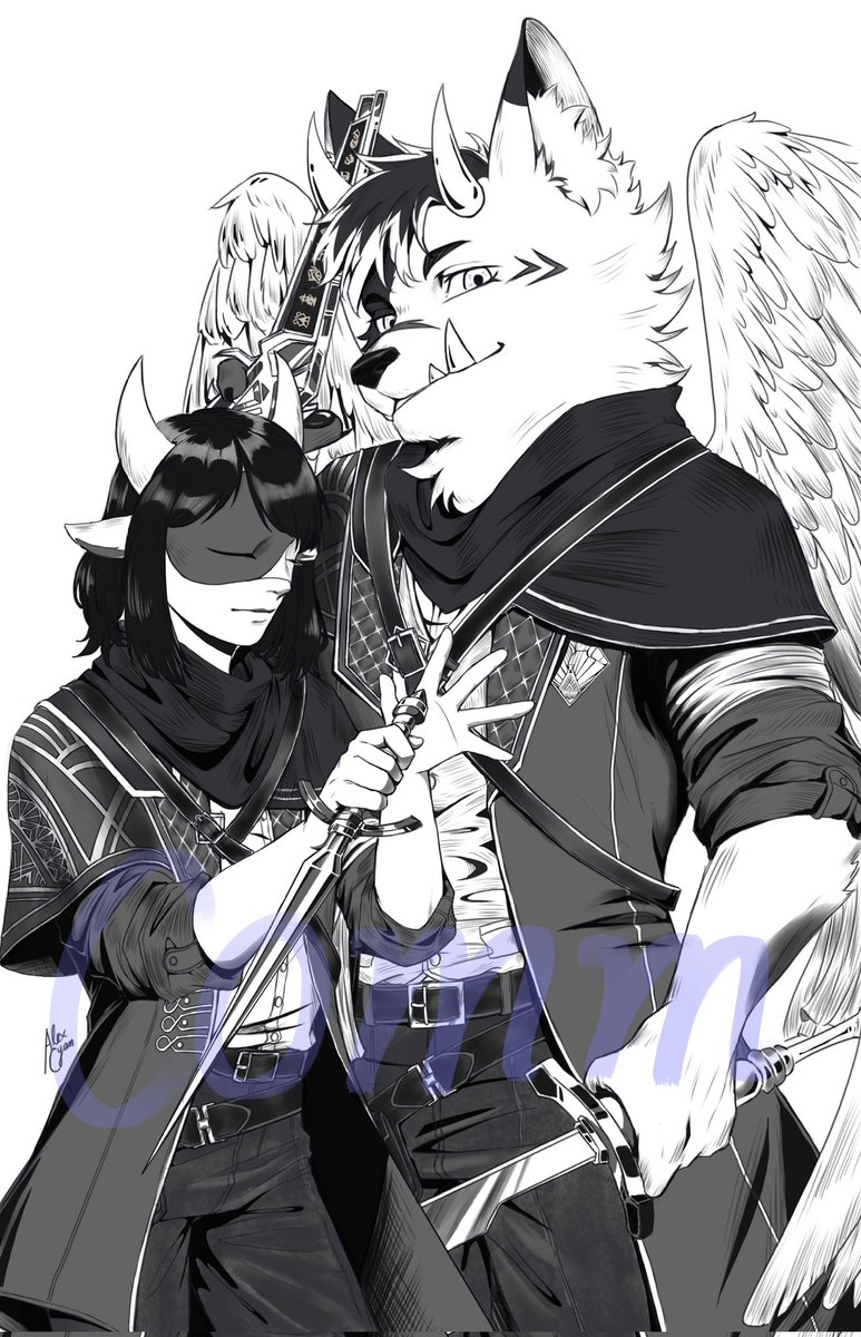 Alecyandraw's tweet image. An inking commission I made for a friend of mine. And I realize maybe I&apos;m not built for this, even though the result is very satisfying🥲
#inkingart #commission #furryartist #furrycommission #Expedition33