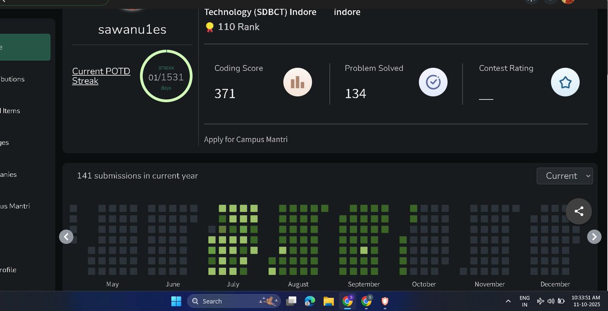 Sawanso45160647's tweet image. Restarting a 90-day DSA challenge💪
Learning: DSA in C + build 3 real projects + job hunt prep.
Daily: 3 problem + 3 Hours projects + resume/Algo review.
Follow my journey — #90DaysChallenge #DSA #CProgramming #JobSearch