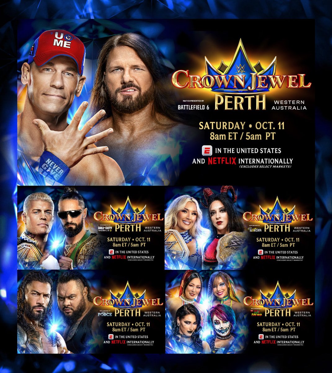 WrestleOps's tweet image. Official final full card for ‘CROWN JEWEL’ 2025 which goes down later this morning.