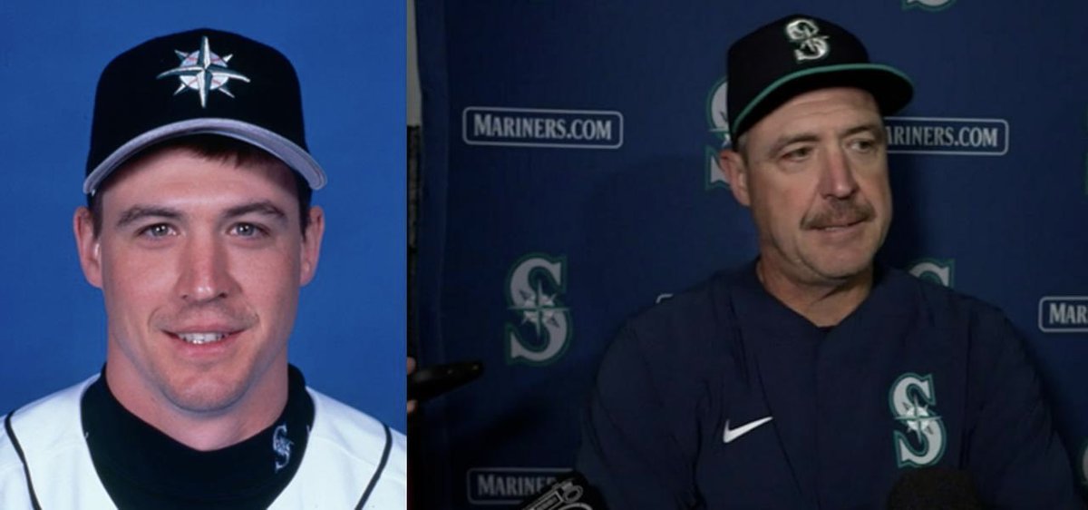 Dan Wilson before and after this game.  

On to the pennant!  🔱 

#Mariners
