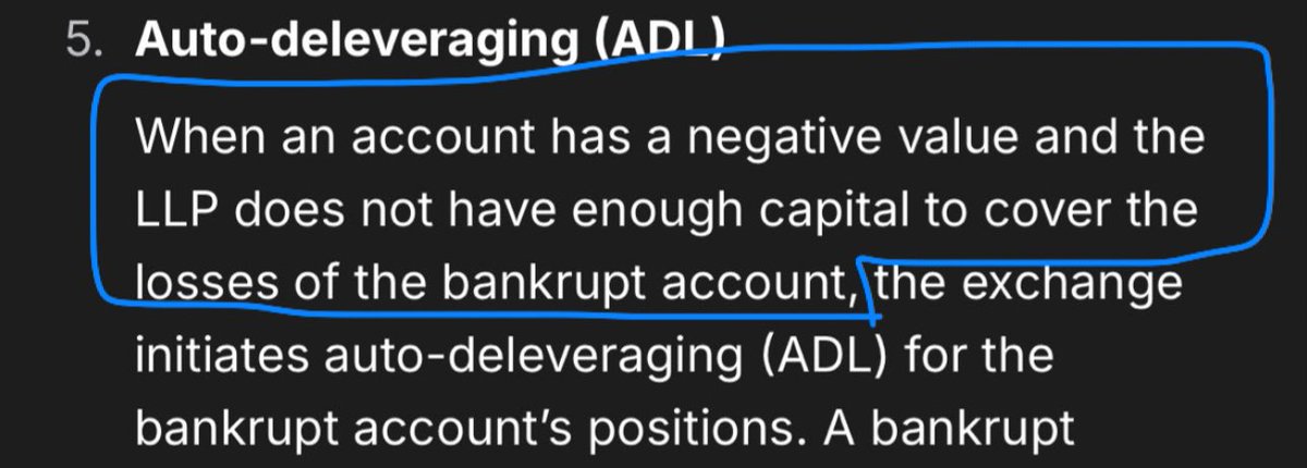 cryptamurai's tweet photo. @dw8998 @0xShual If I’m interpreting it correctly the LLP had enough capital to cover the loses therefore ADL wasn’t enforced which is exactly what shual stated, the LLP took the hit instead of lighter traders. https://t.co/w3rHKaaw9r