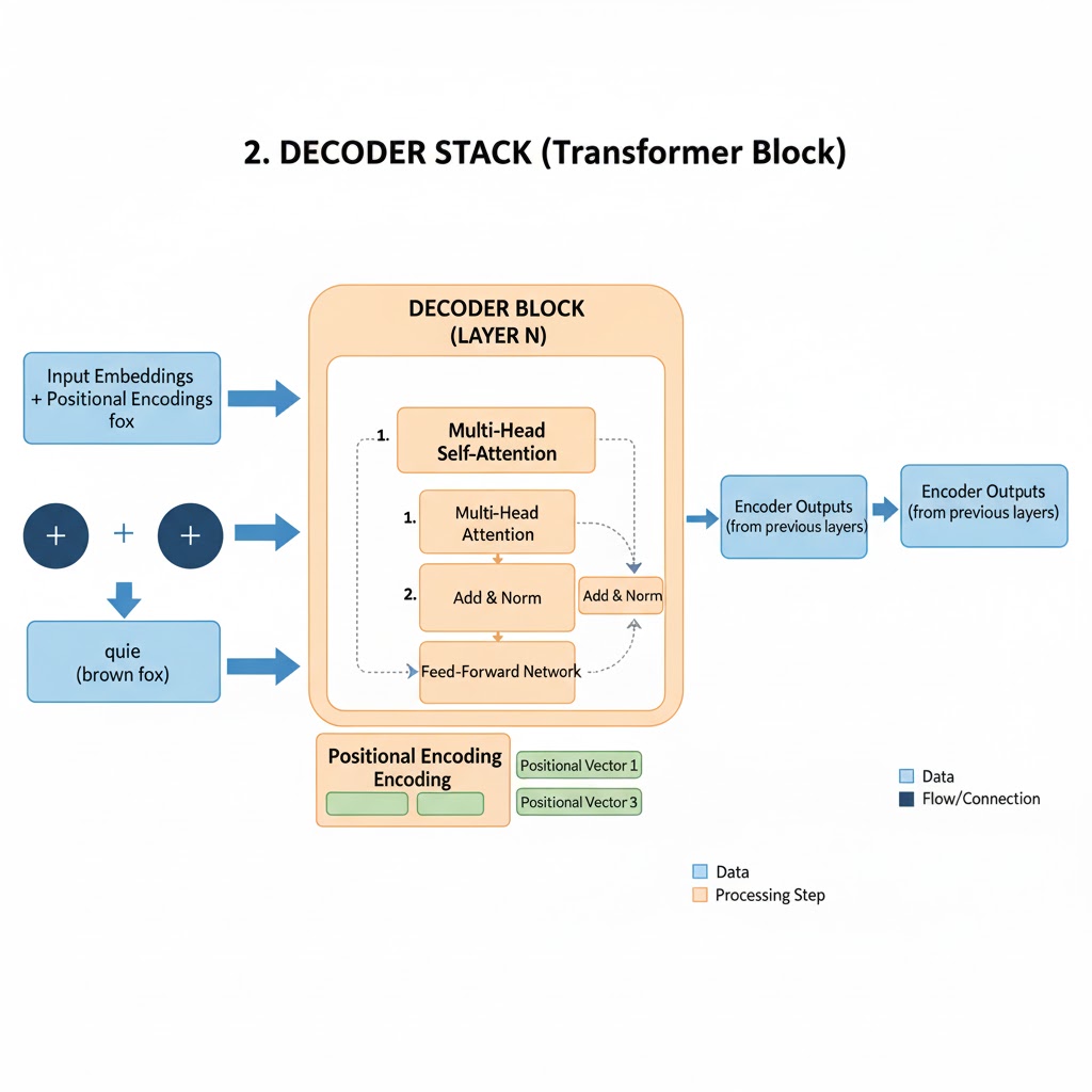 e_opore's tweet image. How Large Language Models (LLMs) Work
✓ LLMs operate by predicting the next most probable word in a sequence, transforming text into numbers, processing through neural layers, and decoding it back into natural language.
→ Input Embedding & Positional Encoding
✓ The process…