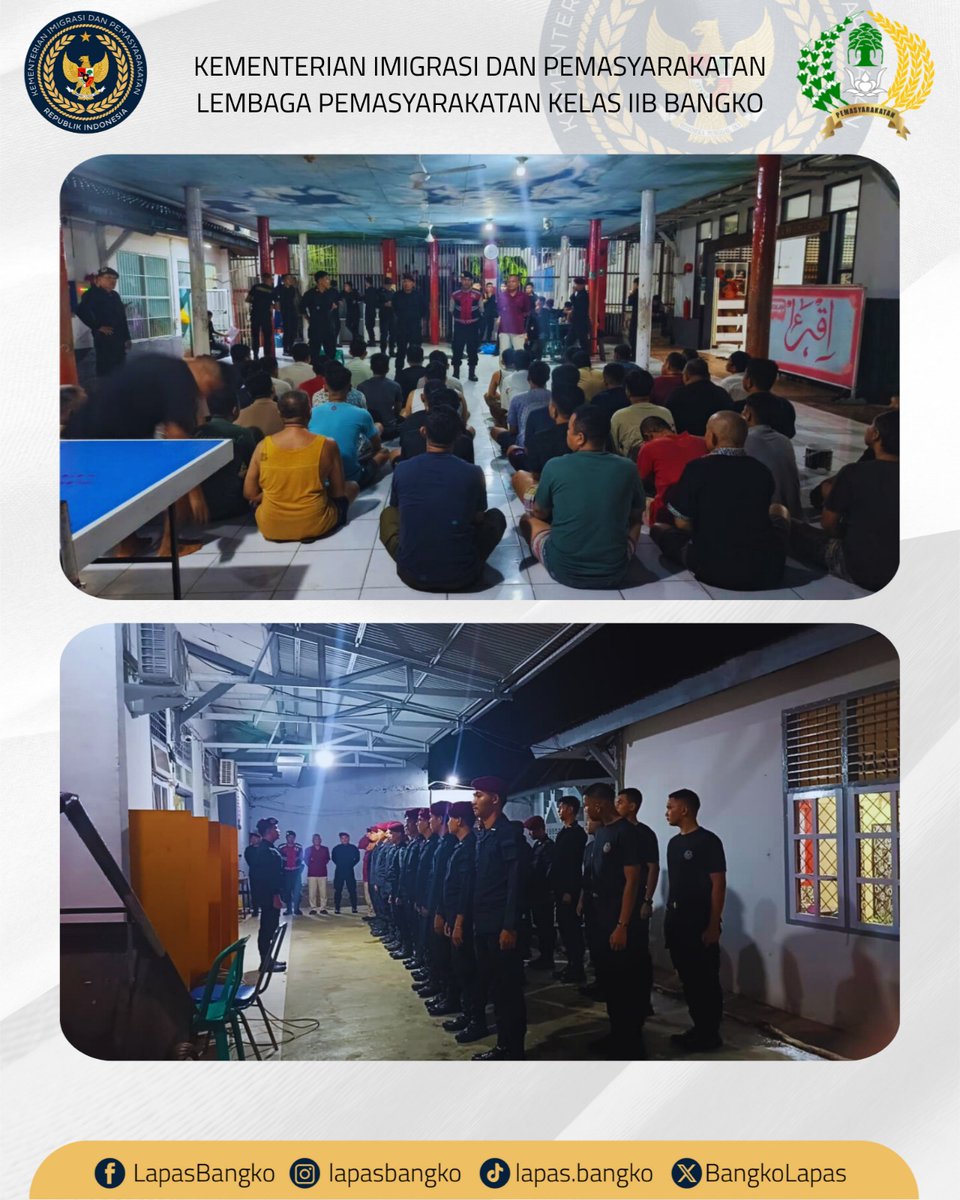 lapasbangko_'s tweet photo. Lapas Bangko melaksanakan kegiatan razia gabungan secara serentak bersama Aparat Penegak Hukum (APH) pada Jumat malam pukul 00:00 WIB (10/10/25), 

.#KemenimipasRI
#Guardanguide
#Infoimipas
#Pemasyarakatan
#KanwilDitjenpasJambi
#Hidayat
#lapasbangko https://t.co/T4LyhSgSdz