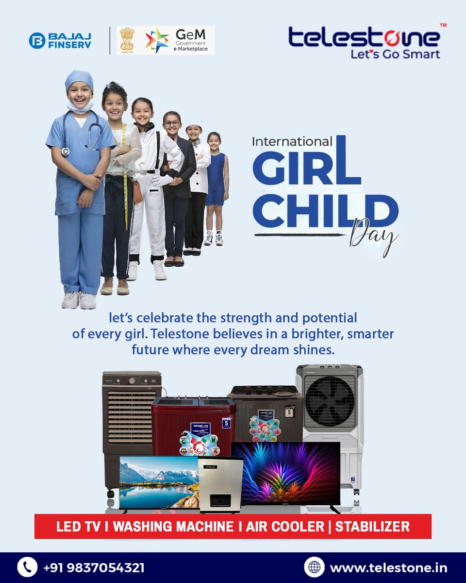 Telestoneindia's tweet photo. Every girl deserves the chance to dream big and shine bright! 🌟
This #InternationalGirlChildDay, Telestone celebrates the strength, potential, and brilliance of every girl. 💪✨
#GirlChildDay #EmpowerHer #Telestone #LetsGoSmart #UniquelyIndian #CelebrateHer #SmartIndia https://t.co/6UFkTxgdSe