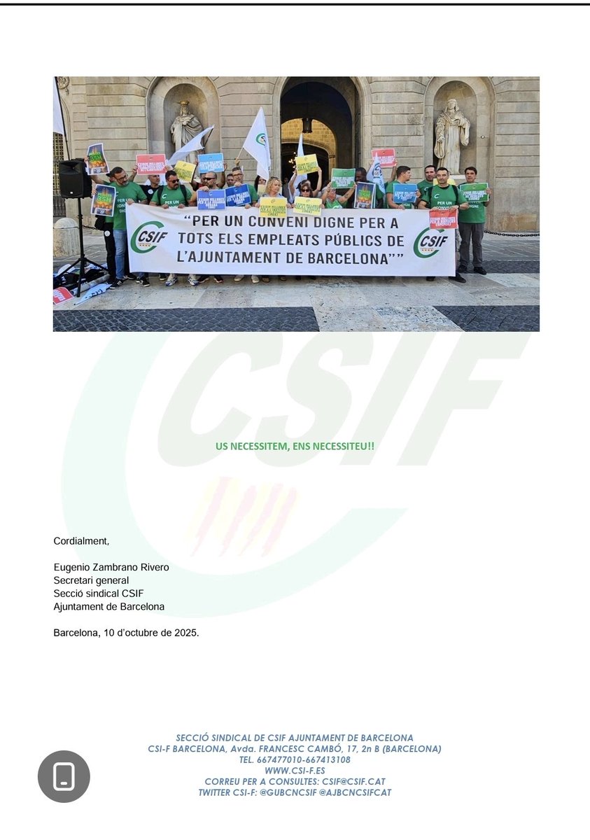 🟢 Comunicat sobre convocatòria assemblea d'ahir 10 d'octubre 2025.