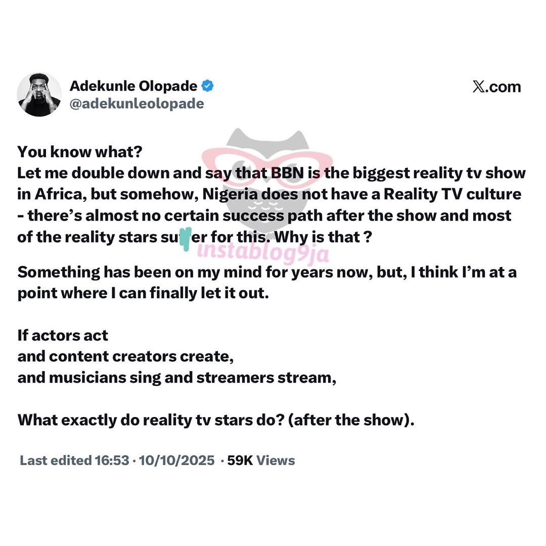 instablog9ja's tweet image. There’s no certain success path for my colleagues — BBN’s Adekunle laments
