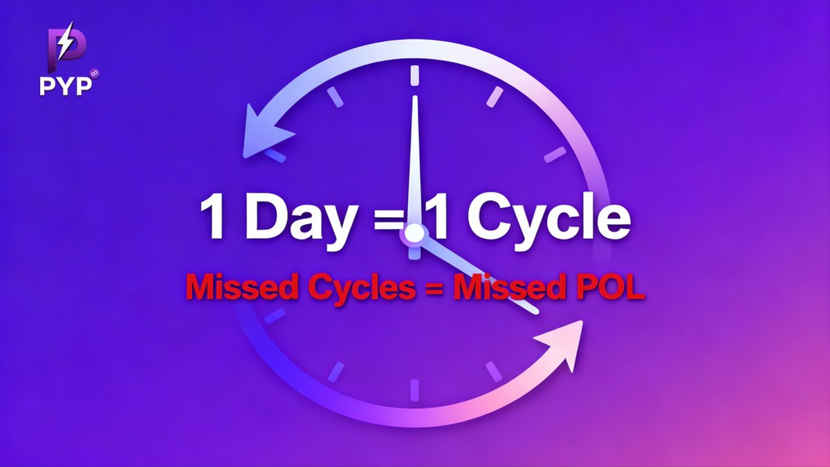 PYP_community_'s tweet image. 24 hours. Another cycle closed.
More POL rewarded. 🔁
Every day you wait = 1 cycle lost.
How many have you missed already?
#Polygon #DeFi #PYP