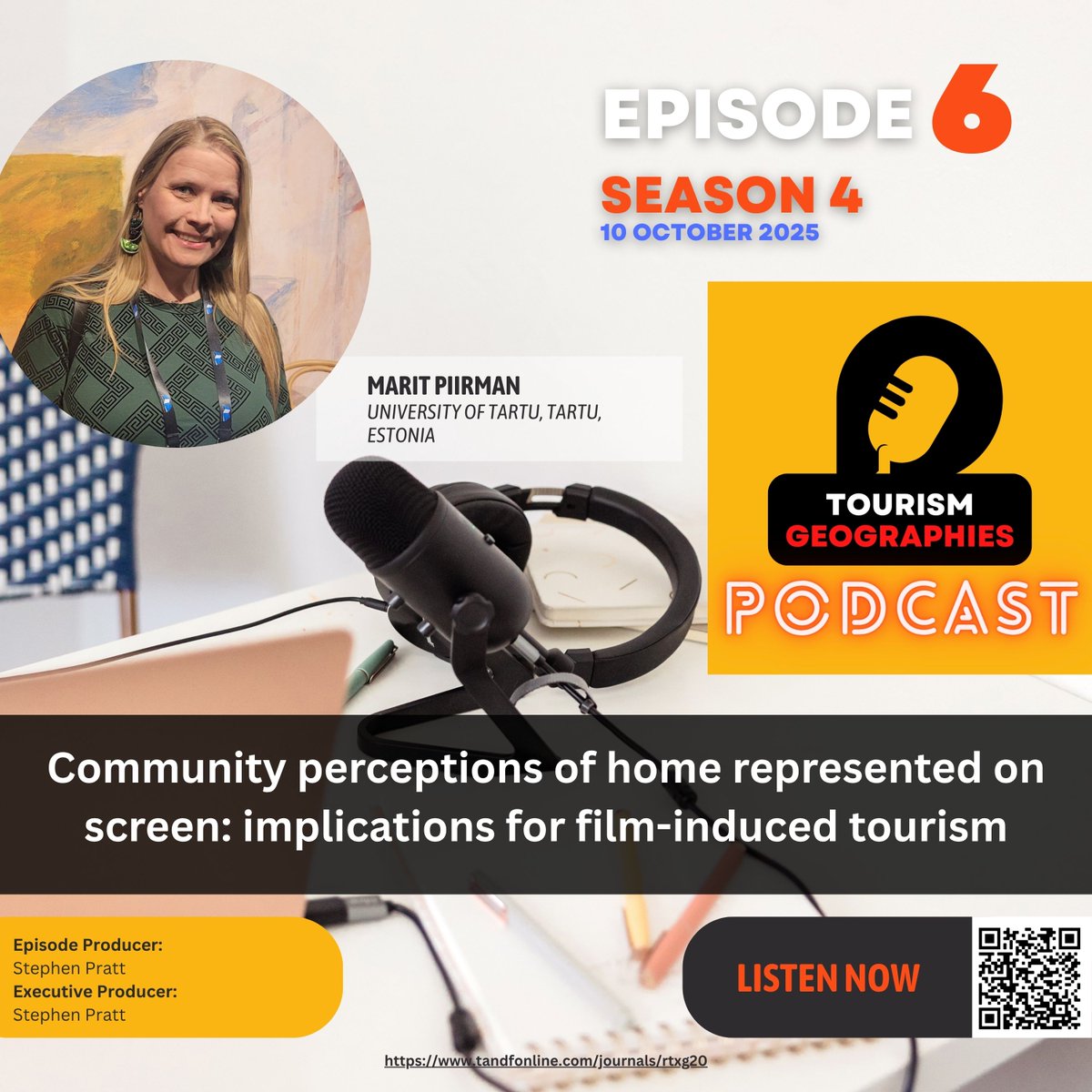 TourismJournal's tweet photo. 📷 In Episode 6 (Season 4) of the Tourism Geographies Podcast, Season 4, we feature Marit Piirman.

📷 Listen to the podcast episode here: https://t.co/DurYqxAQEY https://t.co/SBY9edx7e4