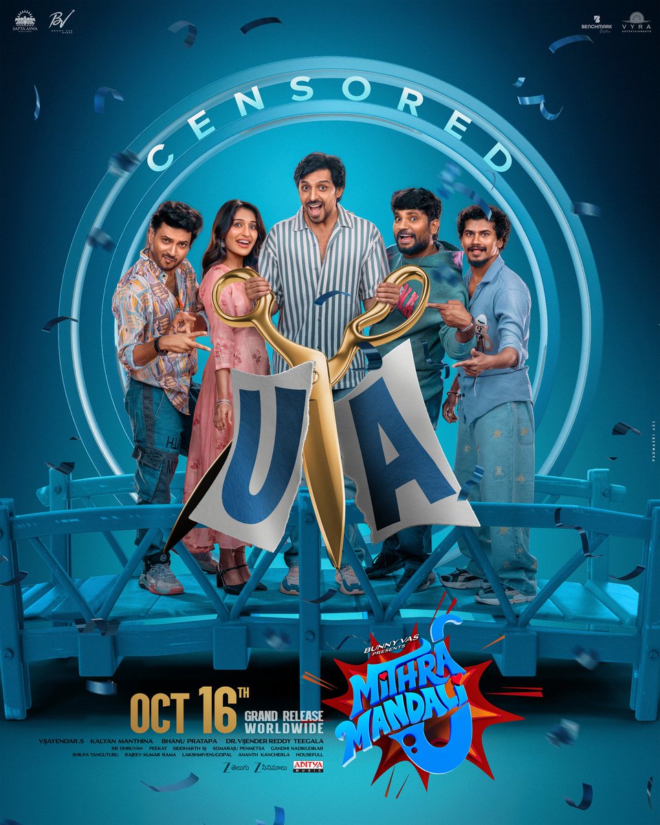#MithraMandali Censored with U/A!!

The gang is all set to bring non-stop laughter this Diwali, October 16th! 

#MithraMandaliFromOct16th