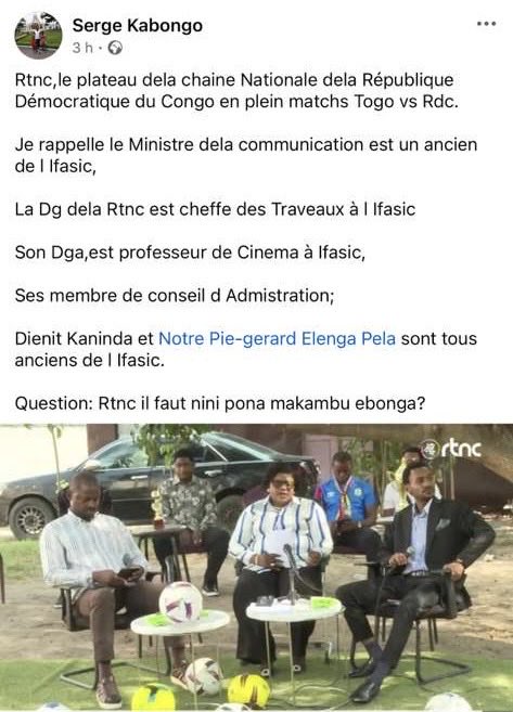 BoboMokonzi's tweet image. ⁉️#Serge_Kambongo pense que la gestion de l’#IFASIC à la @rtncofficielle1 est une description.

Il sollicite à l’académie Française d’approuver l’abréviation #IFASIC pr designer #ECHEC.Dixit c mbre d l’Assemblée Plénière du @csac_rdc .

@EdmondIzuba1 @Bibimusafi @PatrickKitoko22