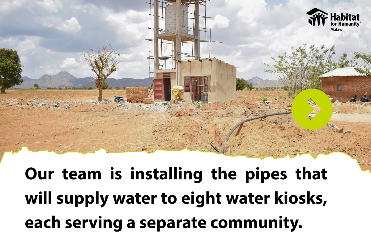 <a href="/HFHMalawi/">Habitat for Humanity Malawi</a> , under its WASH project, is currently constructing a solar-powered water system that will be connected to the national grid. This innovative system will supply water to eight water kiosks. Through this water system, approximately 4,000 people in eight communities will