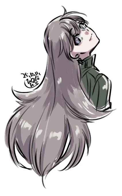 いまだに末来の髪型(外に跳ねてるところ)がよくわかっていない(>～<) #鬼ZinKI #ぴなたぴこ画
