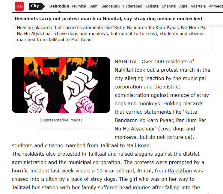TravelsKunal's tweet photo. Residents carry out protest against stray dogs in Nainital

Source: Times of India
@Dept_of_AHD, @India_NHRC,@KartiPC,@VijayGoelBJP, @DARPG_GoI @MoHFW_INDIA @LalanSingh_1, @narendramodi,@MLJ_GoI , @PMOIndia @AtulGargBJP, @GeorgekurianBjp, @spsinghbaghelpr, @MoHUA_India, @Min_FAHD https://t.co/CBJI8dgK5Q