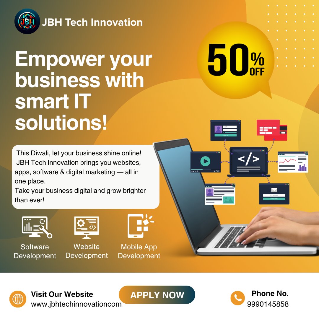 DigitalJbh's tweet photo. 📞 Call us now: 9990145858
🌐 Visit: https://t.co/rPDZpazLTm

📩 DM us for a free consultation

Hashtags:
#ITSolutions #DigitalTransformation #BusinessGrowth #WebDevelopment #MobileAppDevelopment #SoftwareDevelopment #DigitalMarketing #JBHTechInnovation #TechForBusiness https://t.co/VYunIxWz7p