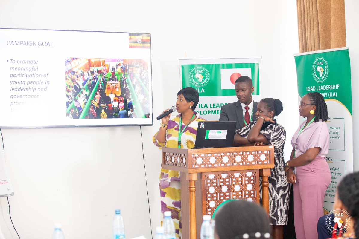 IGADLeadership's tweet photo. On the fourth day of training, participants teamed up in country groups to present their action plans and key messages for driving change back home. Backed by the facilitators, the participants also committed to excellence in their leadership journey. 
 #LeadershipMatters #Youth4Leadership #IGADLeadership