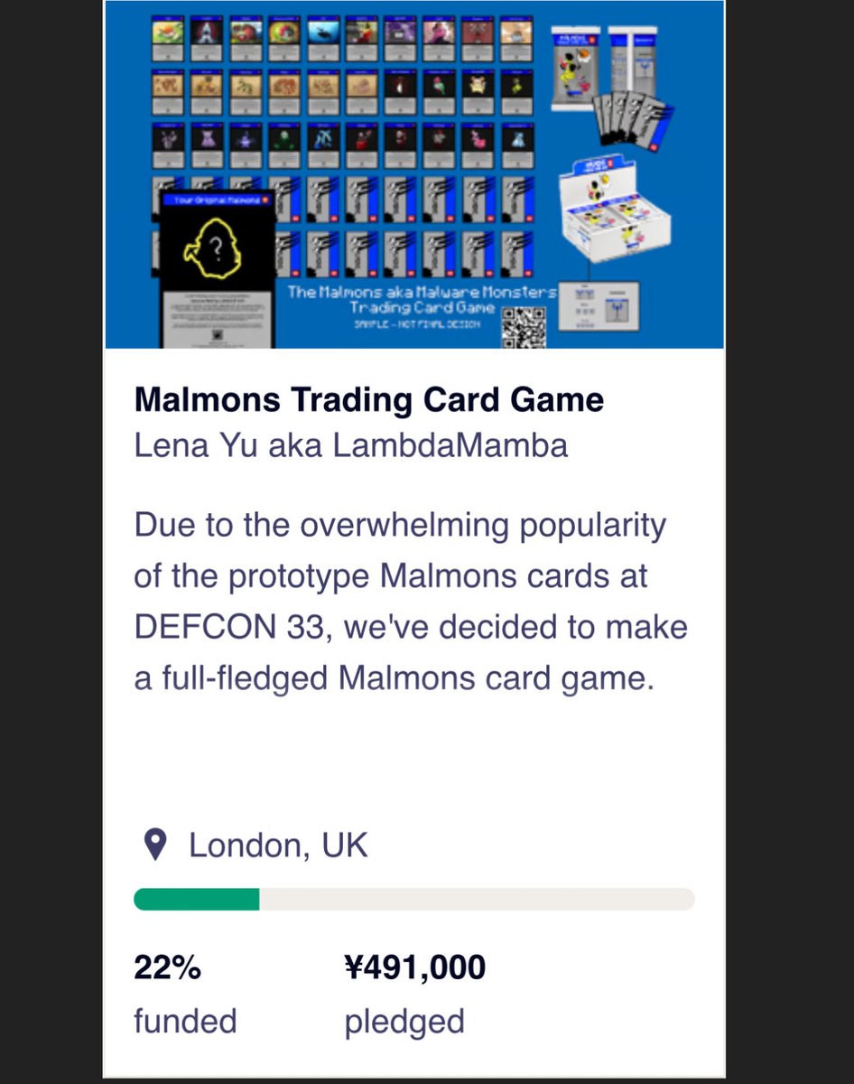We're at 22% of our Malmons World Trading Card Game Kickstarter goal since launching 3 days ago, thank you all for your support! 📣 

Sponsorship tiers:
💎 Diamond (1/1)
🥇 Gold (2/2)
🥈 Silver (4/4)
🥉 Bronze (4/6 — 2 already filled!)

Kickstarter: kickstarter.com/projects/lambd…