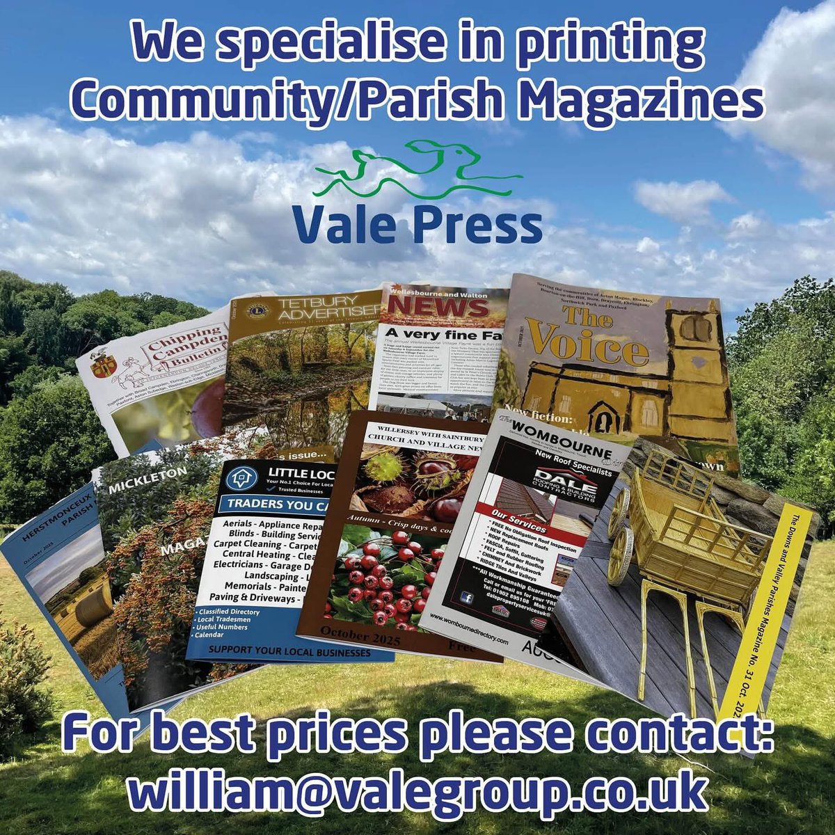 ValePrintGroup's tweet image. Whether it’s 100 copies… or 10,000, we have the right machinery on site to ensure that you get the best prices for your community magazine. 

Please email - william@valegroup.co.uk
