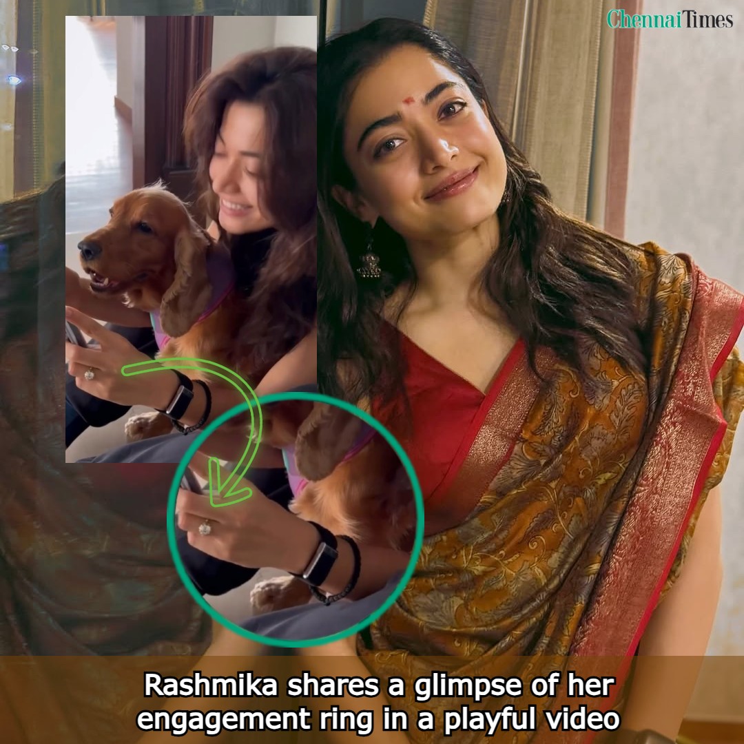 ChennaiTimesTOI's tweet image. Did #RashmikaMandanna just tease us with a glimpse of her gorgeous engagement ring? 💍✨

#EngagementVibes #BlingBling #VijayDeverakonda