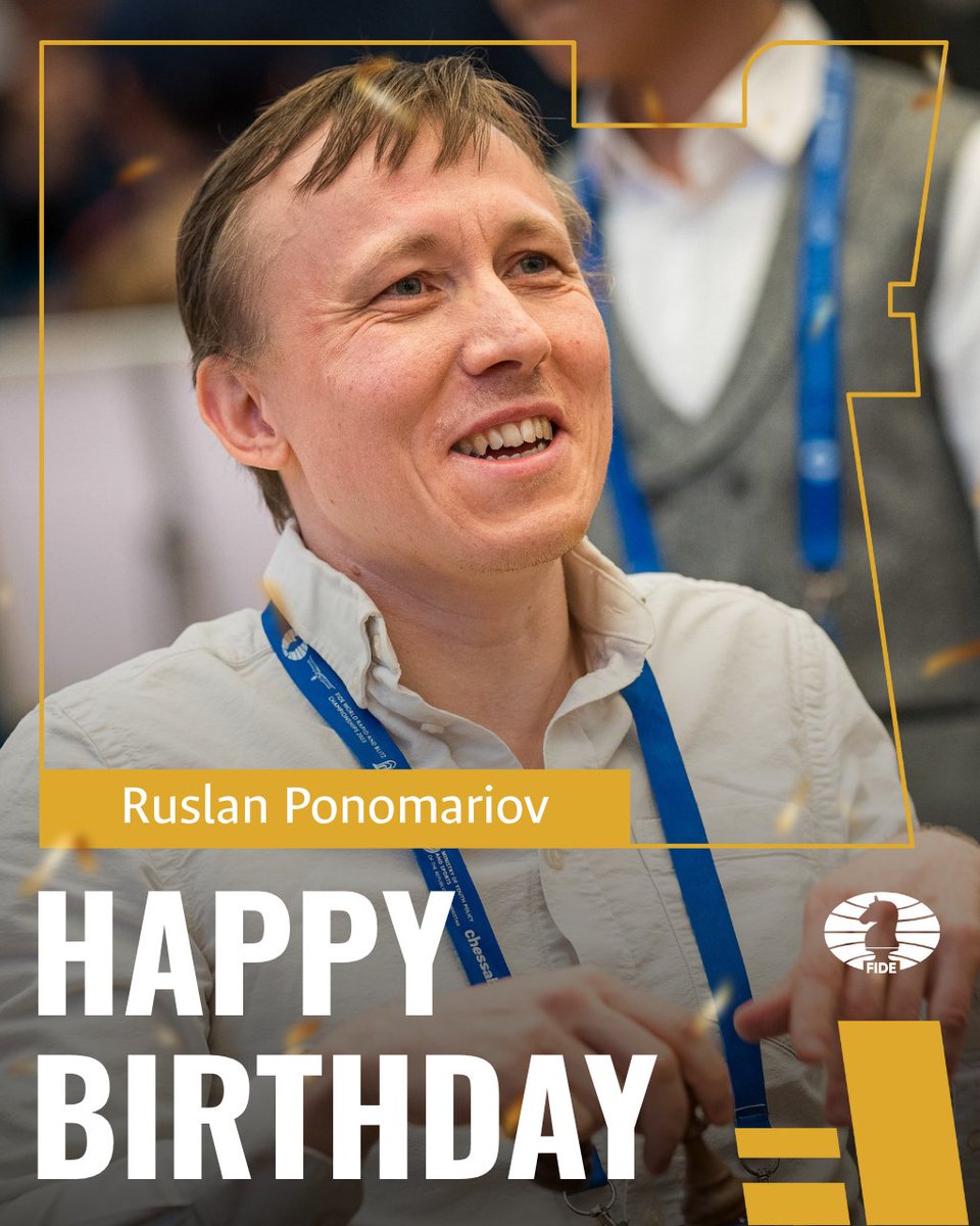 FIDE_chess's tweet image. Happy 42nd birthday to former FIDE World Champion Ruslan Ponomariov! 🎂🎉

He became the youngest Grandmaster at the time at 14, and just four years later, conquered a 128-player knockout field—defeating compatriot Vassily Ivanchuk to claim the FIDE World Champion title…