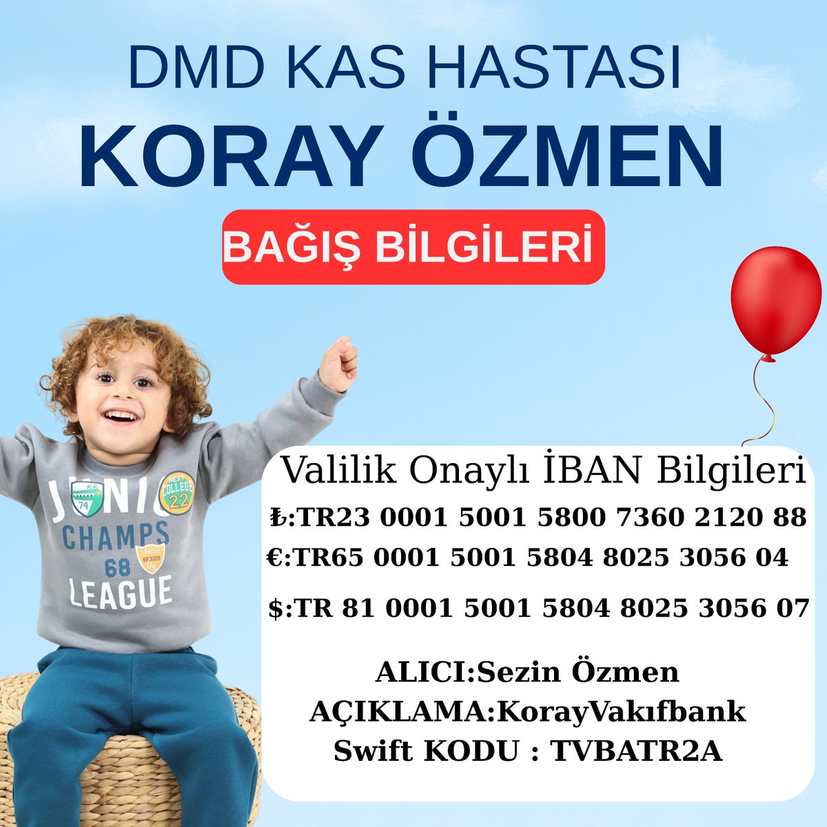 Dmd hastası Koray Özmen'e destek olurmusunuz 
#kripto #ALTIN #altcoin #NobelPeacePrize #TREASURE #Ethereum #ulan #sallandık #sergen  #Nasdaq #istanbul8 #izmir #Mersin #Ankara #saglıkbakanligi