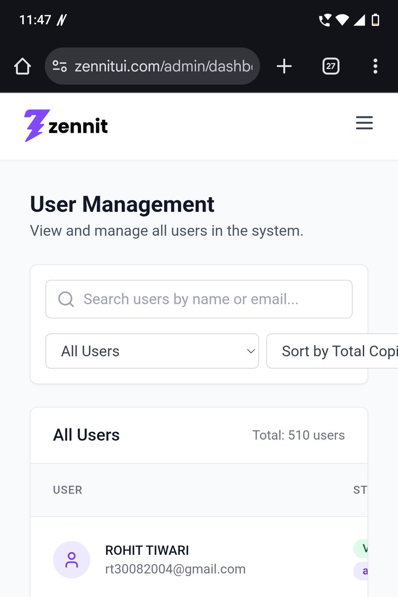 CodeWTensai's tweet photo. Would take a moment thank everyone for Zennit UI - React Tailwind based UI component library.

Zennit now has 500+ Users and 717+ components copied till date and a decent amount of sales too - it's been a month and 10 days since we've launched and this is the progress so far

It's a unique Component library that gives you components in a single copy paste style without any dependencies or npm installs etc. with great design, no hassle nothing - just copy and paste it directly and see the magic ✨