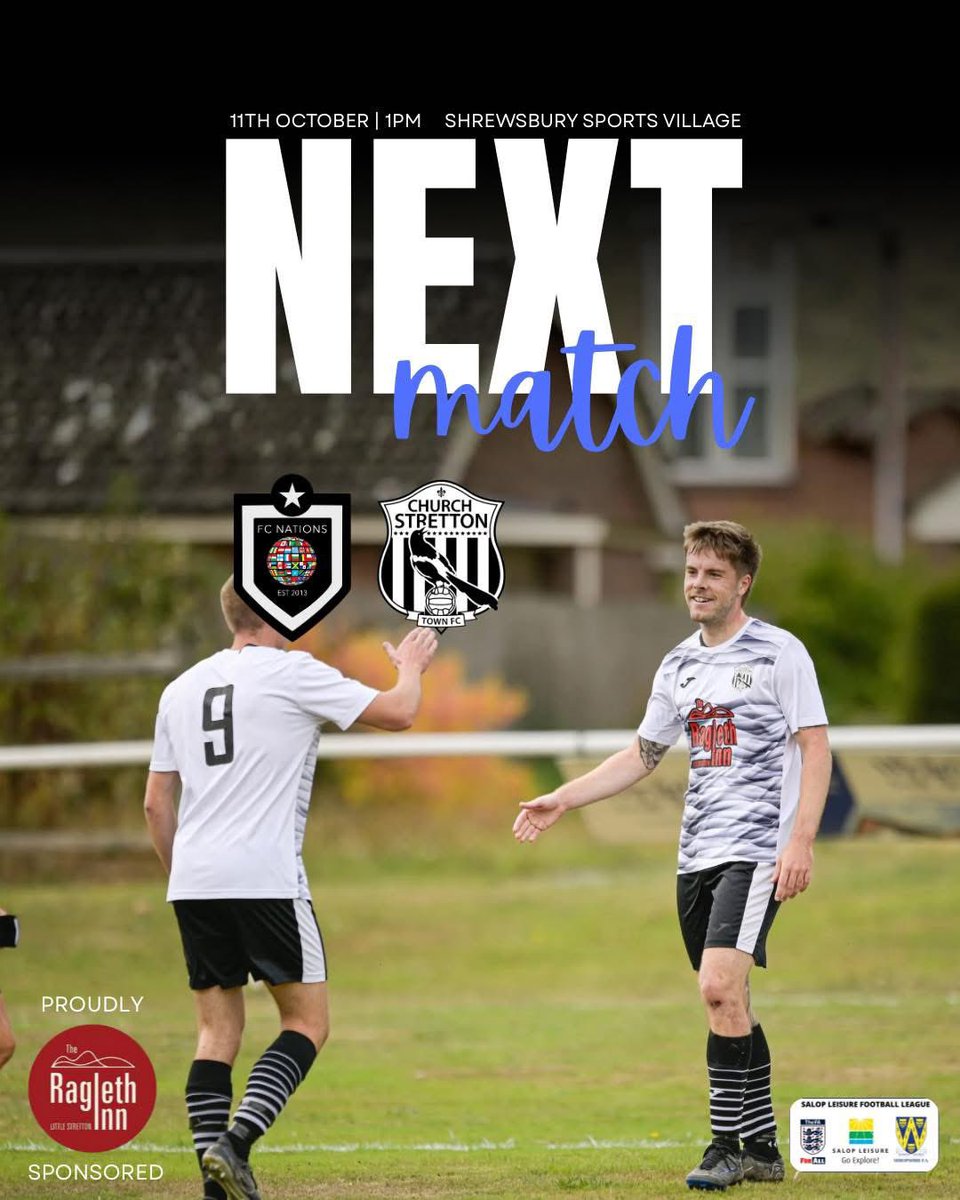 🚨GAMEDAY⚫️⚪️

🕐 1PM KO

🏟 Shrewsbury Sports Village 4G, SY1 4RQ

🎟 £3 Adults, £1 Concessions, U16’s Free

#UTS #upthestretton #supportlocal