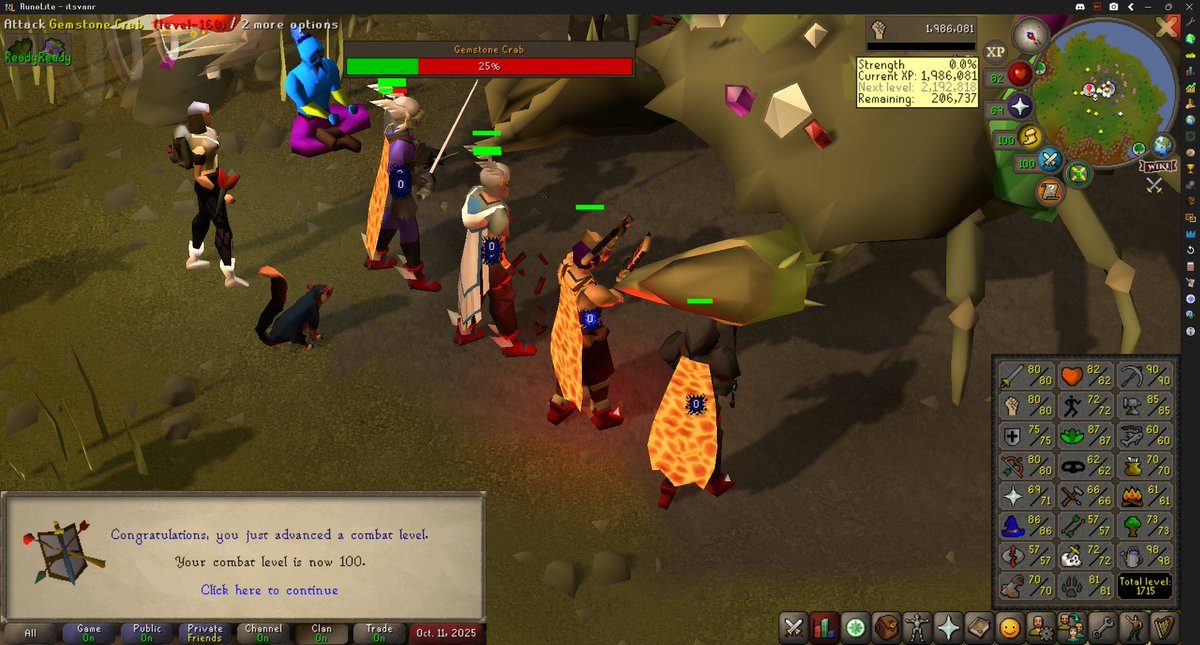 I hit 100 combat and I’m on track to hit 99 farming tomorrow at some point . What a time to be alive !