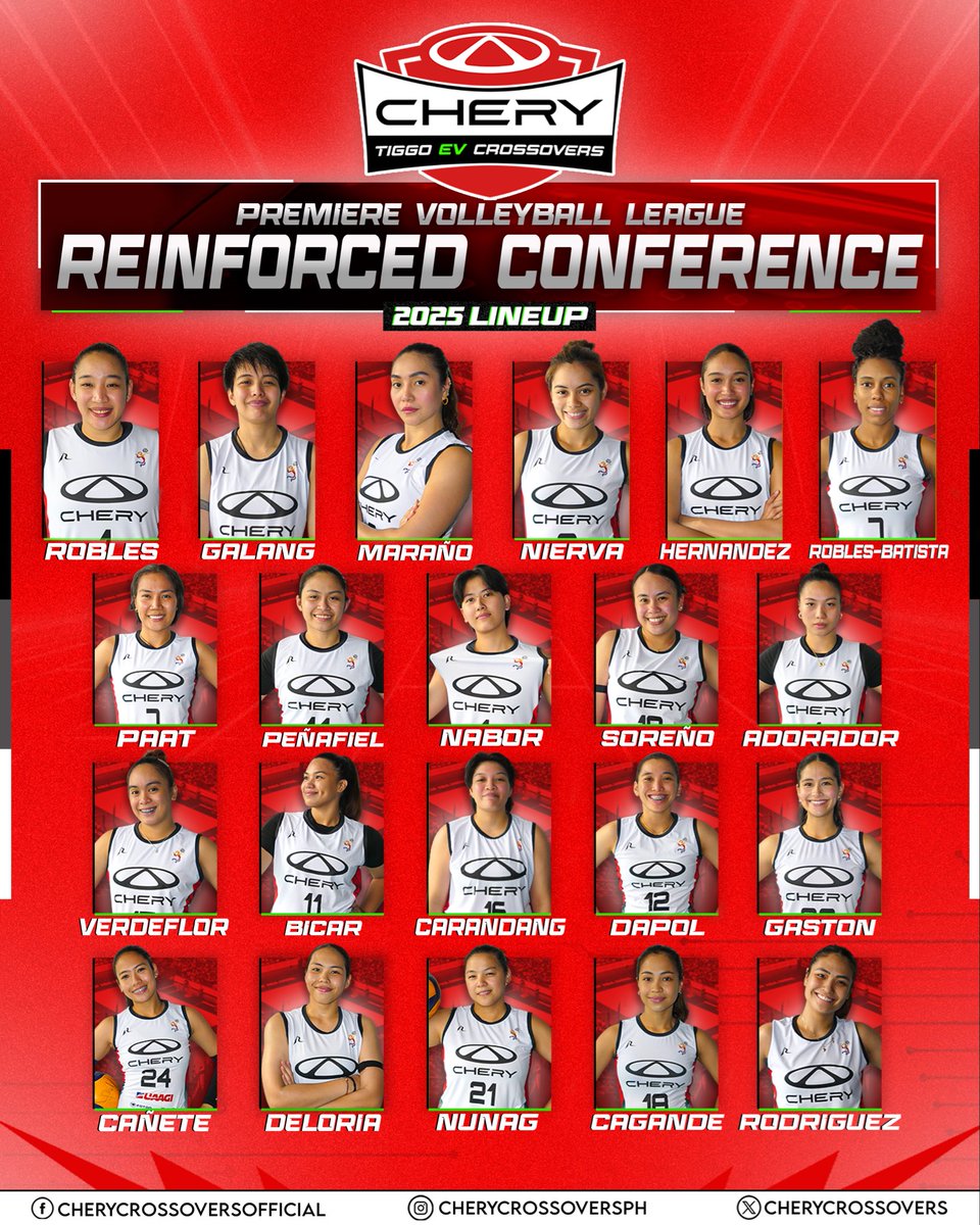 CheryCrossovers's tweet photo. PRESENTING 🚗💨

Your CHERY TIGGO EV CROSSOVERS for the PVL Reinforced Conference 🍒

Are you ready? Cuz we definitely are 😤

#LoveYourJourney #EngineStartCHERY #CHERYonTOP #PVL2025 https://t.co/X485fxLOF7