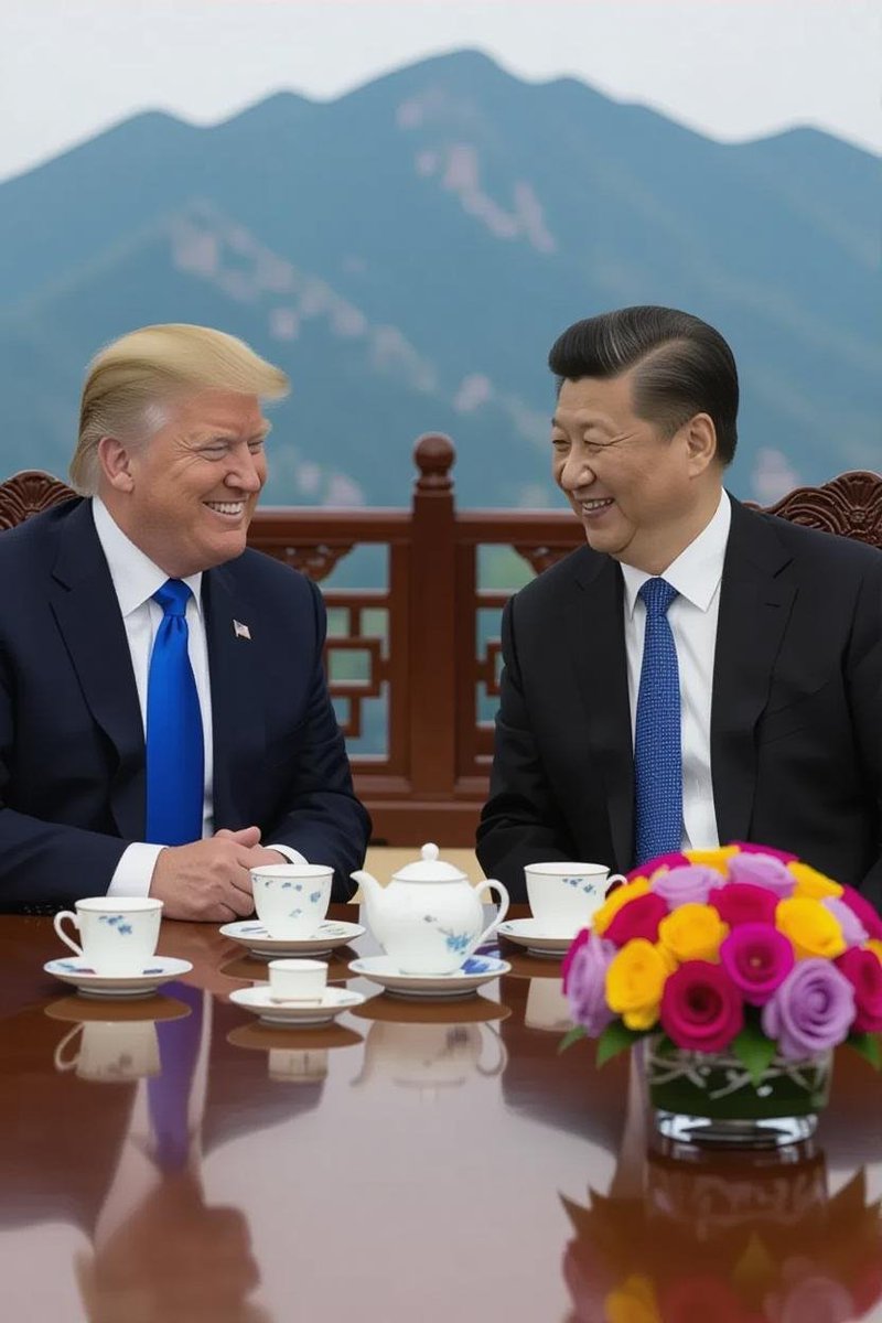 xaimobility's tweet image. _Trump_: &quot;Xi Jinping, my friend, I&apos;m loving the sweet taste of success! Just made trillions on my tariff bets. You must be green with envy!&quot;

_Xi Jinping_: &quot;Haha, congrats, Donald! I&apos;m doing pretty well myself. Made a killing shorting the market before your tariff announcements.…