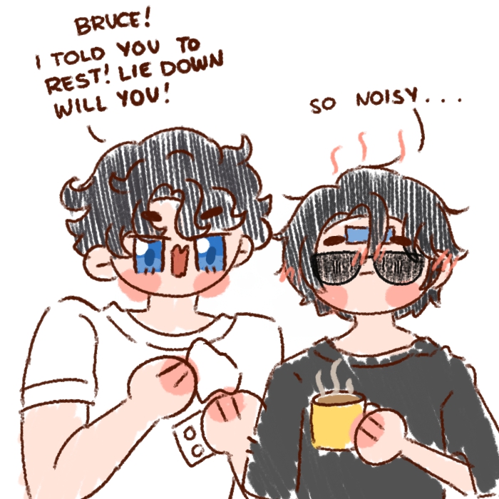 quick doodle of sick bruce and worried clark #superbat