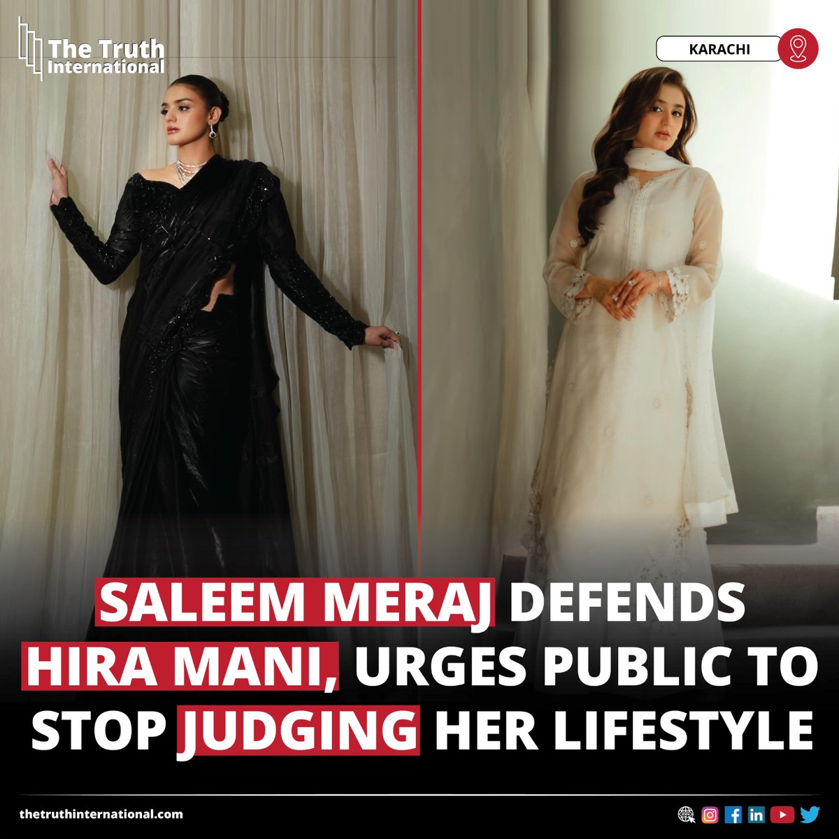 ttimagazine's tweet image. Saleem Meraj Defends Hira Mani, Urges Public to Stop Judging Her Lifestyle

Details:
thetruthinternational.com/saleem-meraj-d…

#SaleemMeraj #Defends #HiraMani #Public #Stop #Judging #Her #Lifestyle #ShowBiz #Drama #DramaIndustry #Actress #Pakistan