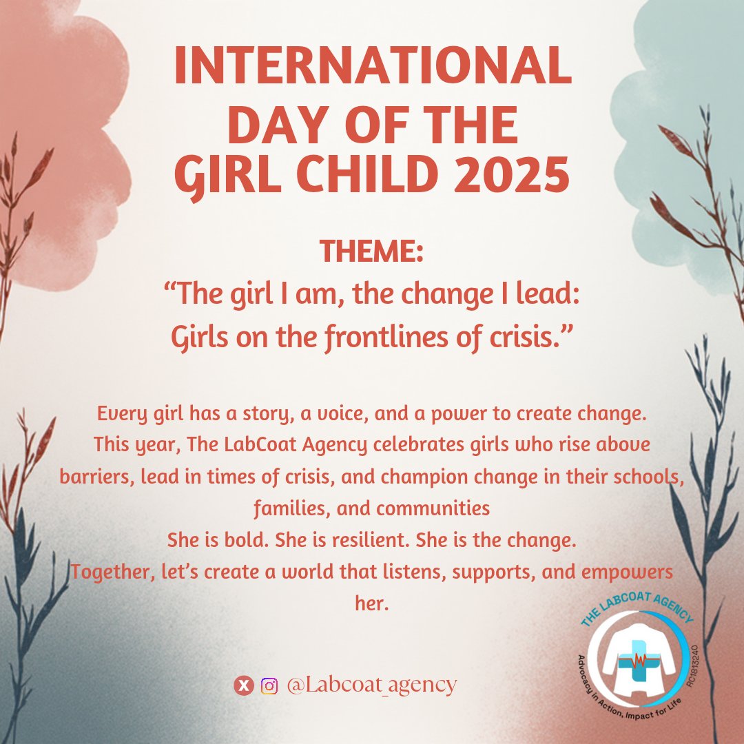 Labcoat_Agency's tweet photo. This #InternationalDayOfTheGirlChild, we celebrate girls who turn crisis into courage. They’re not waiting for change, they are the change.
Let’s keep building spaces where their voices lead, their dreams thrive &amp; their impact endures.
#InternationalGirlsDay #GirlsLead
@kaytiki https://t.co/Cm1fSASYLS