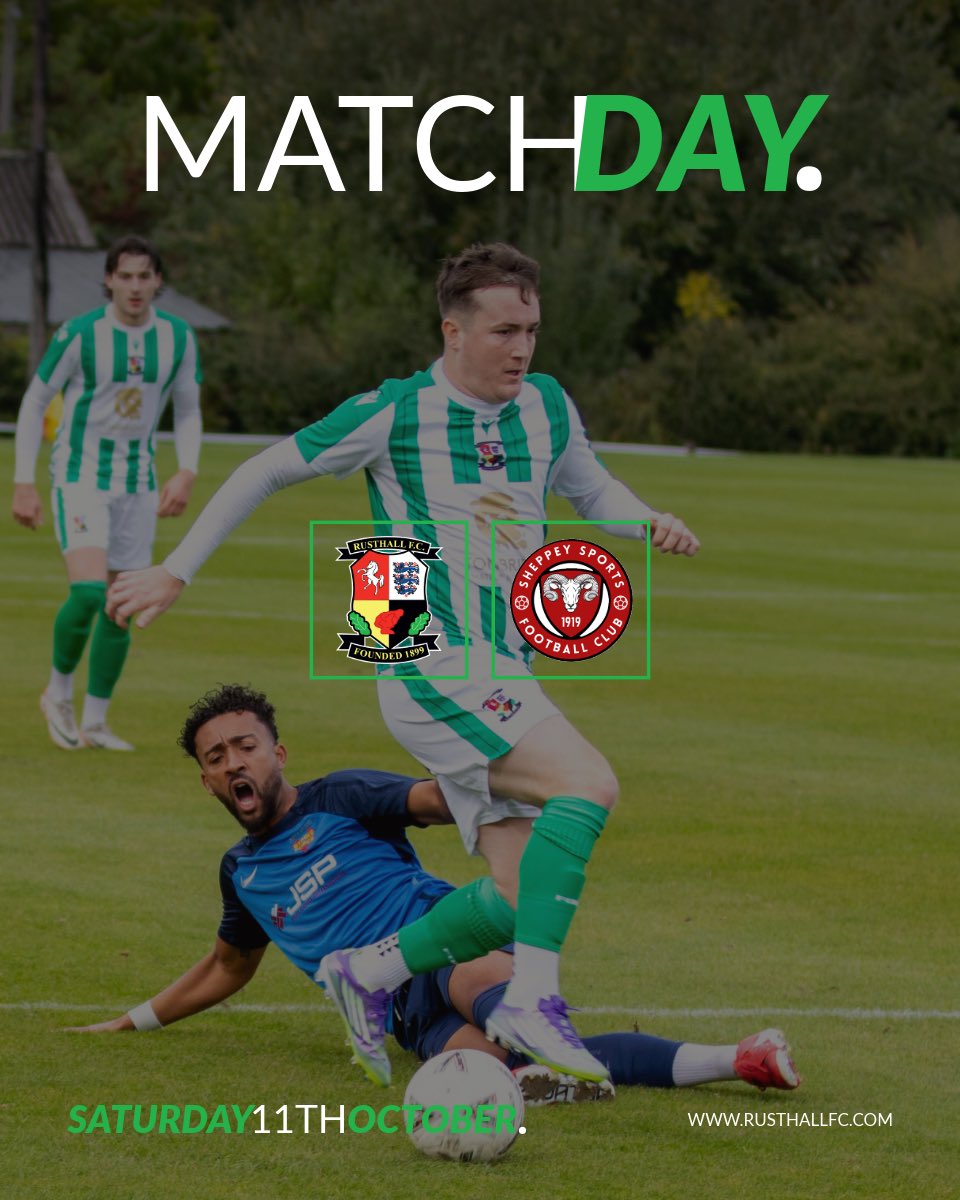 It’s 𝗠𝗔𝗧𝗖𝗛𝗗𝗔𝗬! 😁 

Join us at The Jockey Farm Stadium this afternoon when we take on <a href="/SheppeySportsFC/">Sheppey Sports FC</a> in the 1st Round of the <a href="/KentFA/">Kent FA ⚽</a> Senior Trophy! The action will get underway at 3PM! 🙌

#RusthallFC 🟢⚪️