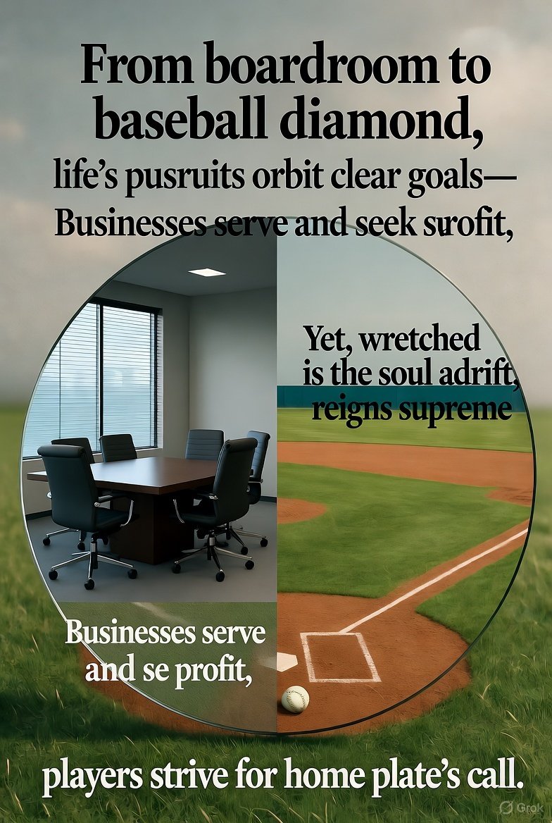 Excelencee's tweet image. From boardroom to baseball diamond, life’s pursuits orbit clear goals— Businesses serve and seek profit, players strive for home plate’s call. Yet, wretched is the soul adrift, where indecision reigns supreme.
#Motivation.