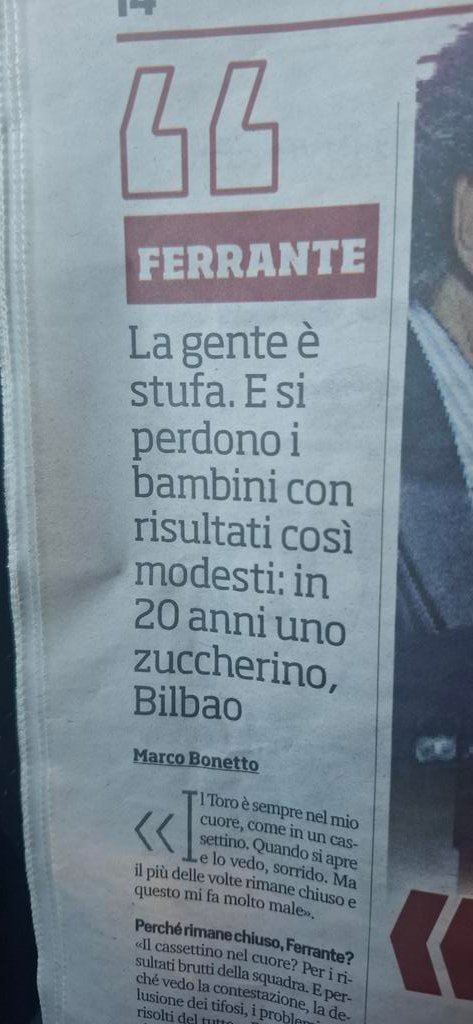 giabro1960's tweet photo. Gran bella intervista al bomber #Ferrante che riassume al 100% il pensiero di ogni tifoso granata.
Unica nota in cui non ha espresso appieno il pensiero,sul mercato,definito incomprensibile,quando invece sappiamo che il mercato al Toro lo fanno i procuratori x guadagnare.
CAIRO⚰️ https://t.co/pmBVNCW36j